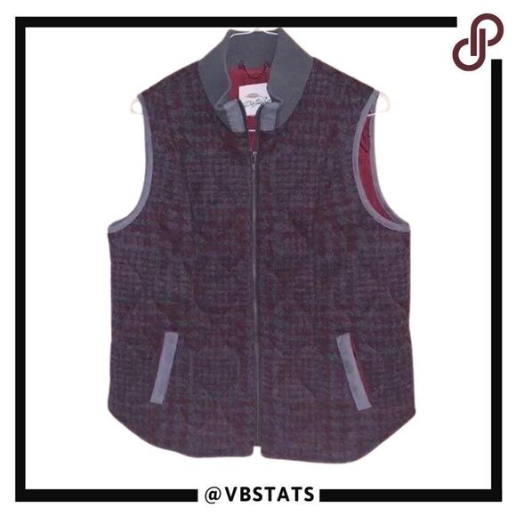 Large Bob Timberlake Burgandy-Gray Wool Bkend Vest - Picture 1 of 6